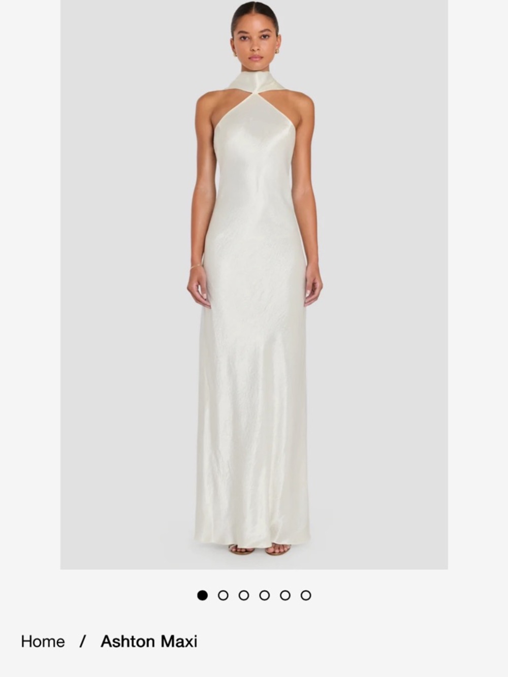 Amanda Uprichard Ivory Halter Neck Maxi Dress